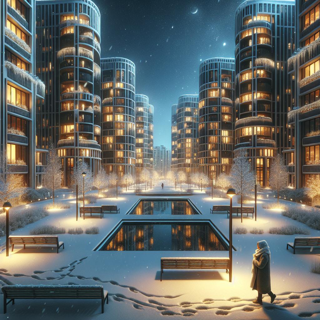 Serene Snow-Covered Urban Oasis