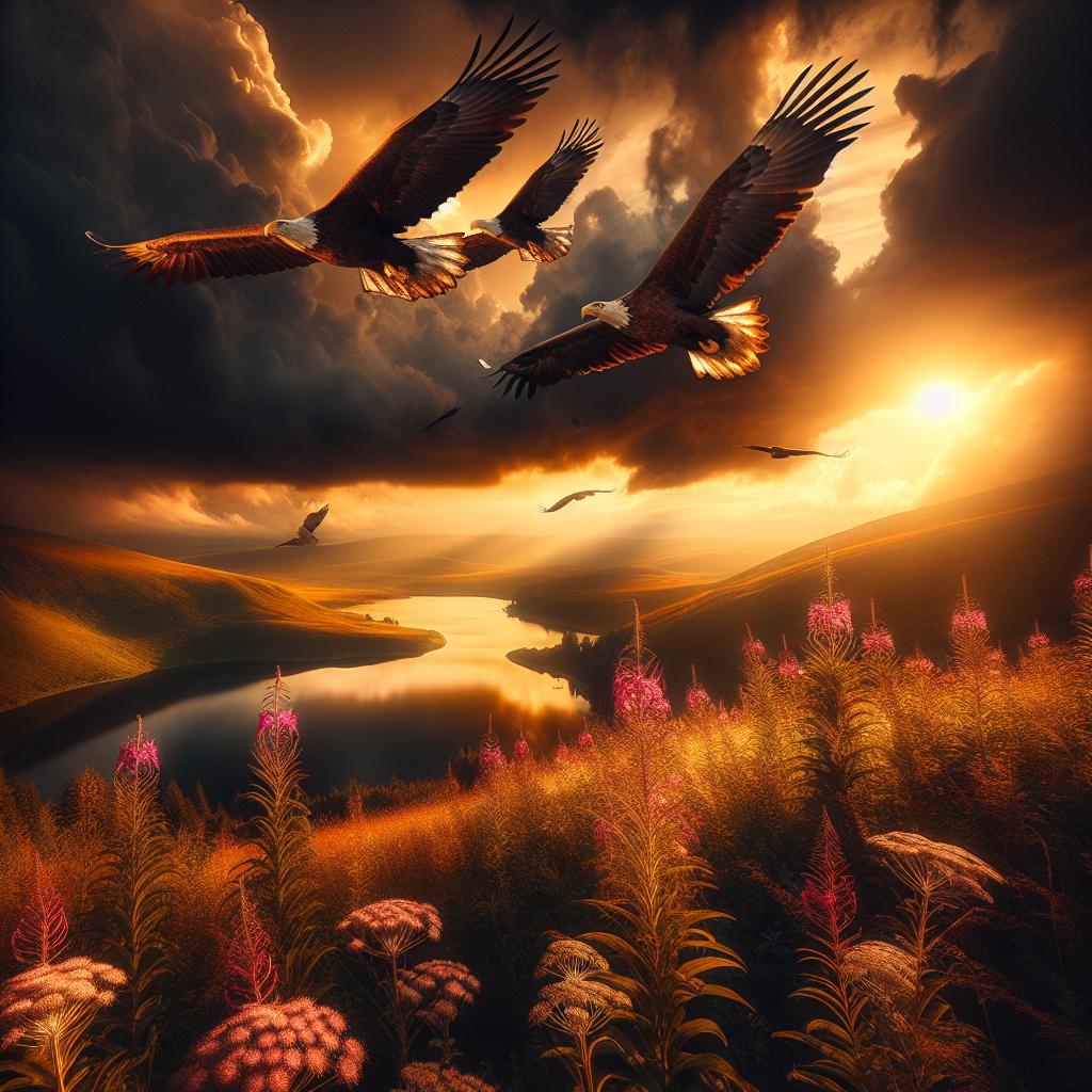 Eagles Amidst Stormy Serenity