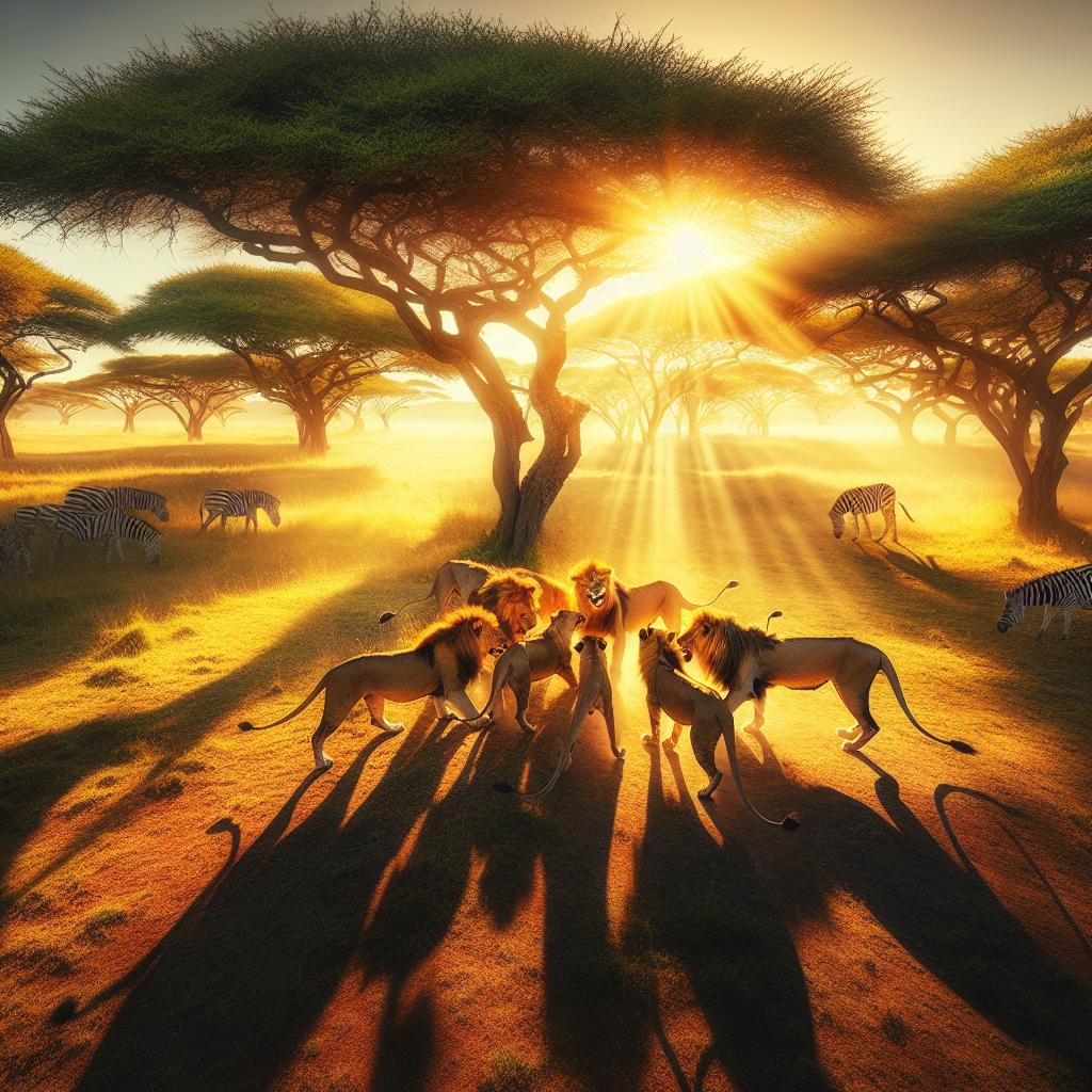 Lions Amidst Lively Savannah