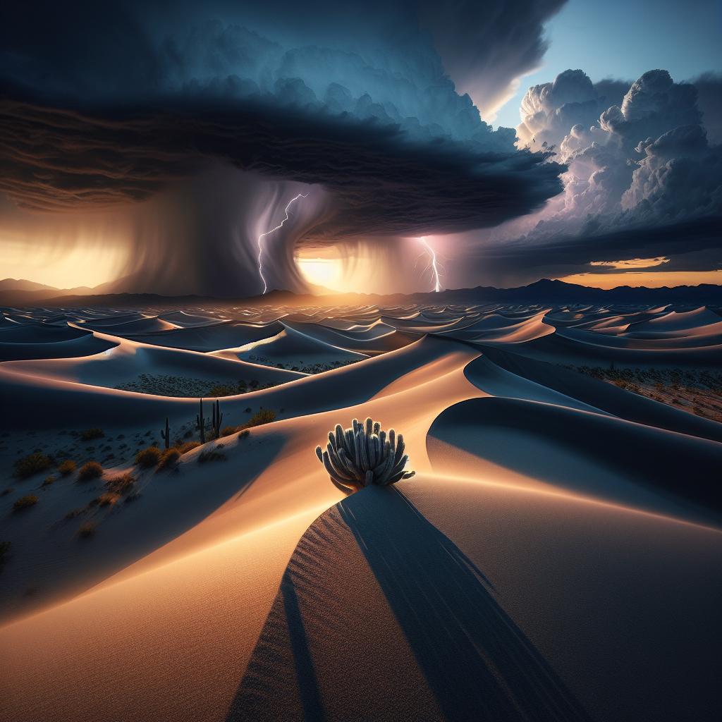 Dawn's Tempest Over Dunes